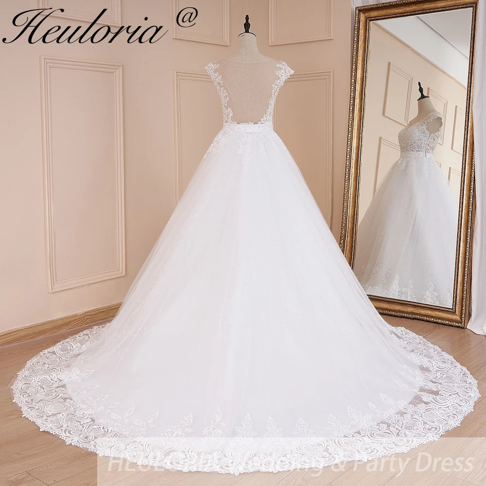 HEULORIA Princess Ball Gown Wedding Dress sleeveless bride dress Sweetheart plus size robe de mariee Lace beading Wedding Bridal Gown BA-586