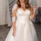 Queena.Karen.W Elegant A line Wedding Dress long sleeve V Neck lace bride dress robe de mariee A line Wedding Bridal Gown AL-QK13