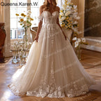Queena.Karen.W Elegant Wedding Dress off shoulder lace applique bride dress robe de mariee A line Wedding Bridal Gown BA-QK228