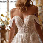 Queena.Karen.W Elegant Wedding Dress off shoulder lace applique bride dress robe de mariee A line Wedding Bridal Gown BA-QK228