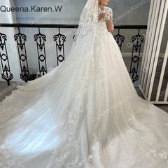 Queena.Karen.W Elegant princess Wedding Dress long sleeve lace bride dress robe de mariee A line Wedding Bridal Gown