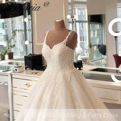 Princess Ball Gown Wedding Dress Spaghetti Straps lace beading bride dress vestido De Noiva Sweep Train Bride gown