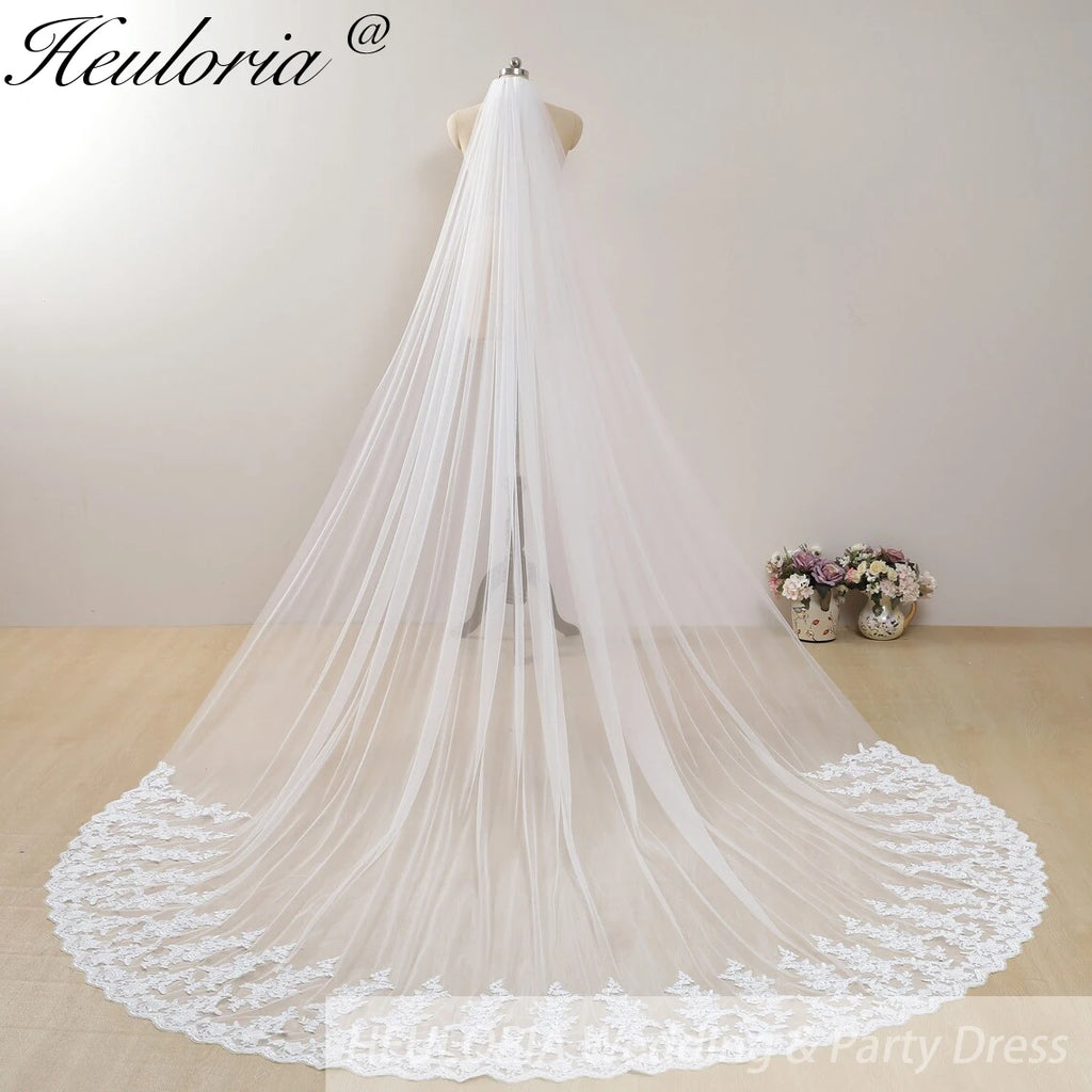 Cathedral Wedding Veil Lace bridal veil with Metal Comb Length 300cm width 300cm for Bride VL-114