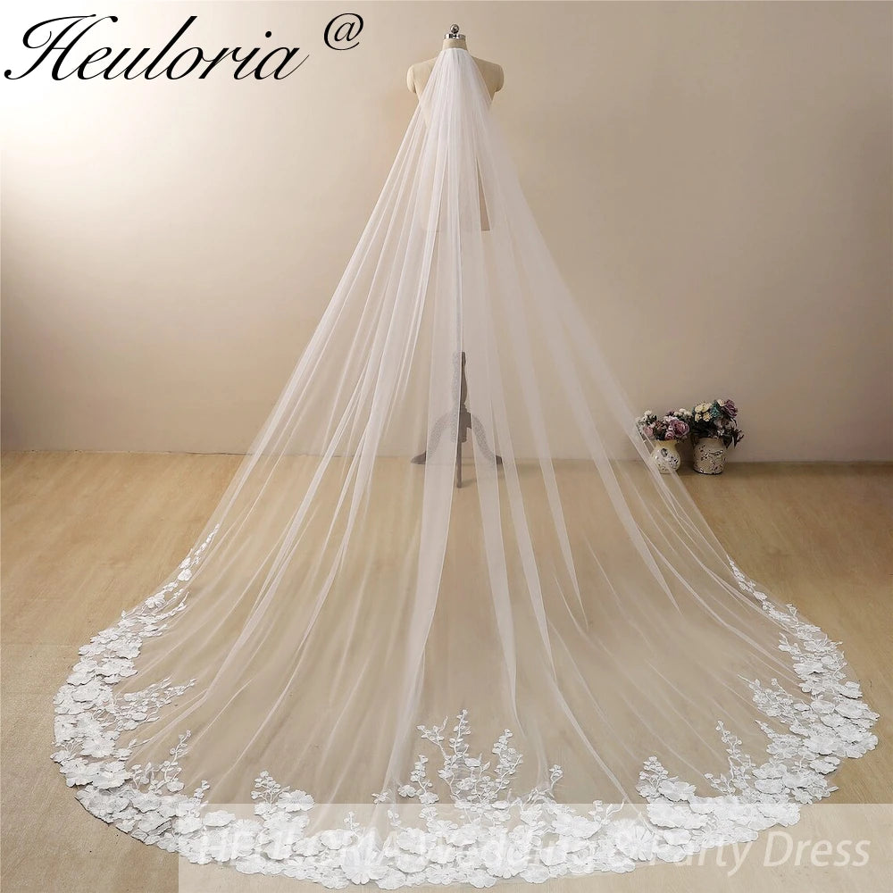 Cathedral Wedding Veil 3D floral Lace bridal veil with Metal Comb Length 300cm width 300cm for Bride