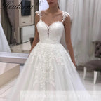 HEULORIA princess wedding dress off shoulder lace applique plus size white bride dress customize BA-857
