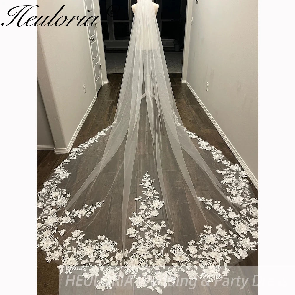 Cathedral Wedding Veil Lace bridal veil with Metal Comb Length 300cm width 300cm for Bride VL-48