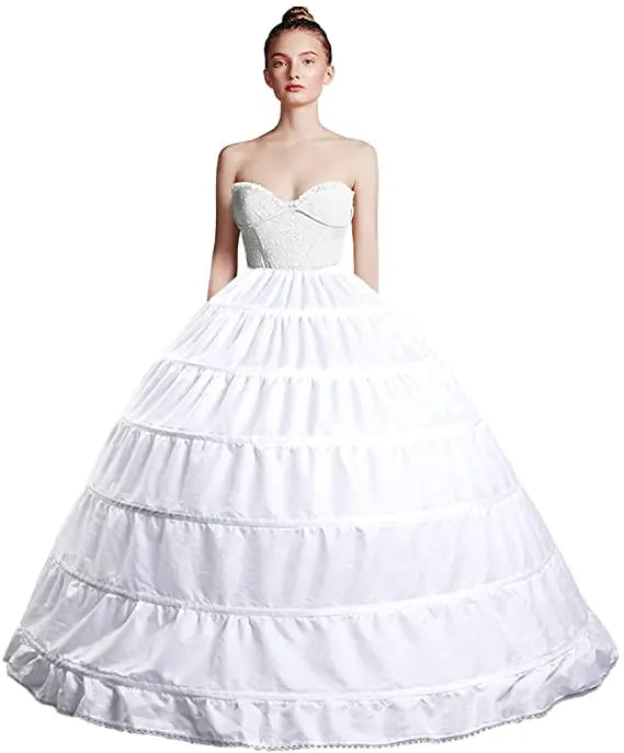 6 Hoop Crinoline Petticoats Floor Length Underskirt for Ball Gown style dress for bride