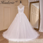 HEULORIA Lace Wedding Dresses A line Spaghetti Straps backless bride dress Robe De Mariee Wedding gown AL-802