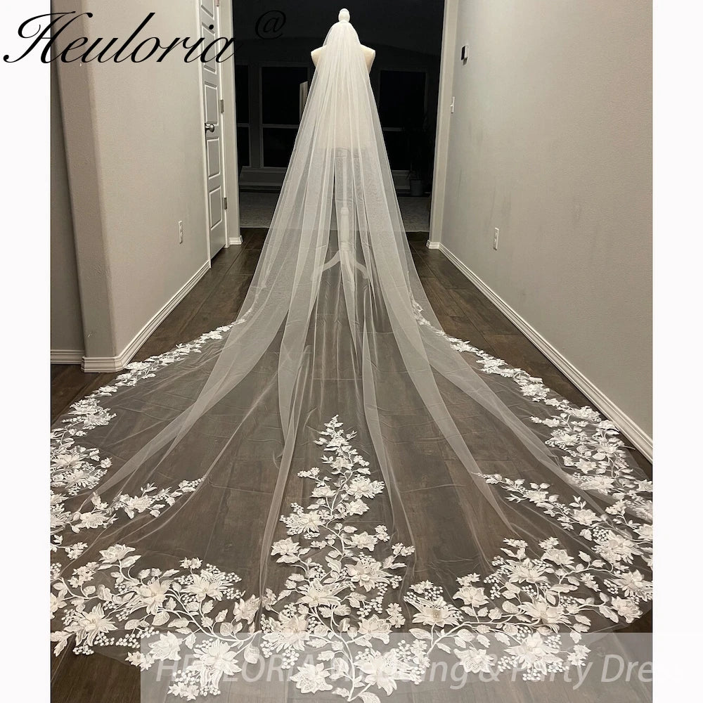 Cathedral Wedding Veil Lace bridal veil with Metal Comb Length 300cm width 300cm for Bride VL-48 Imagen principal del producto
