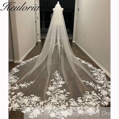 Cathedral Wedding Veil Lace bridal veil with Metal Comb Length 300cm width 300cm for Bride