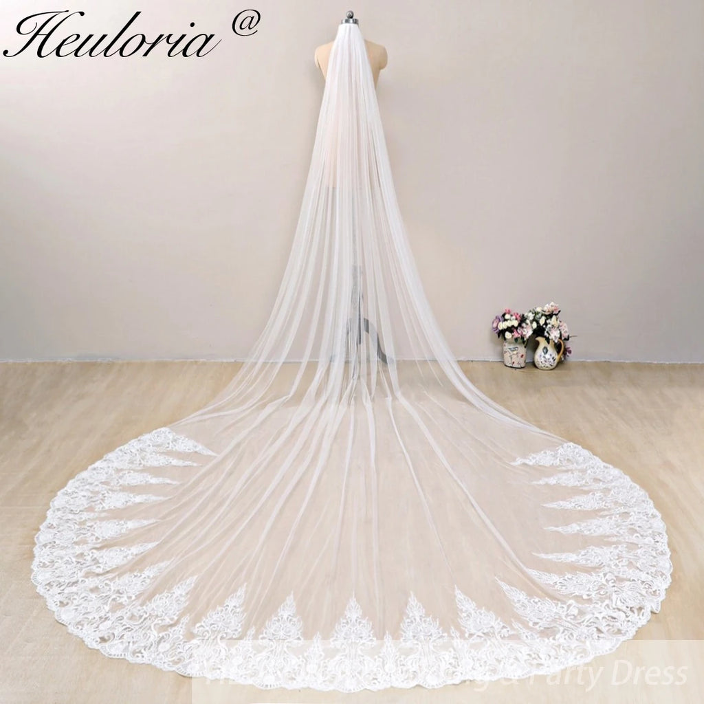 Cathedral Wedding Veil Lace bridal veil with Metal Comb Length 300cm width 300cm for Bride VL-133