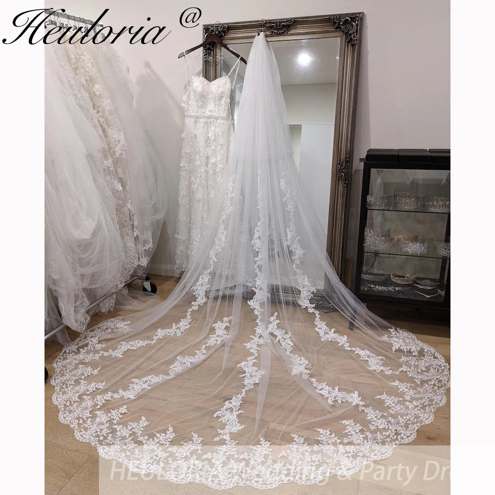 Cathedral Wedding Veil Lace bridal veil with Metal Comb Length 300cm width 300cm for Bride