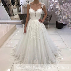 HEULORIA princess wedding dress off shoulder lace applique plus size white bride dress customize
