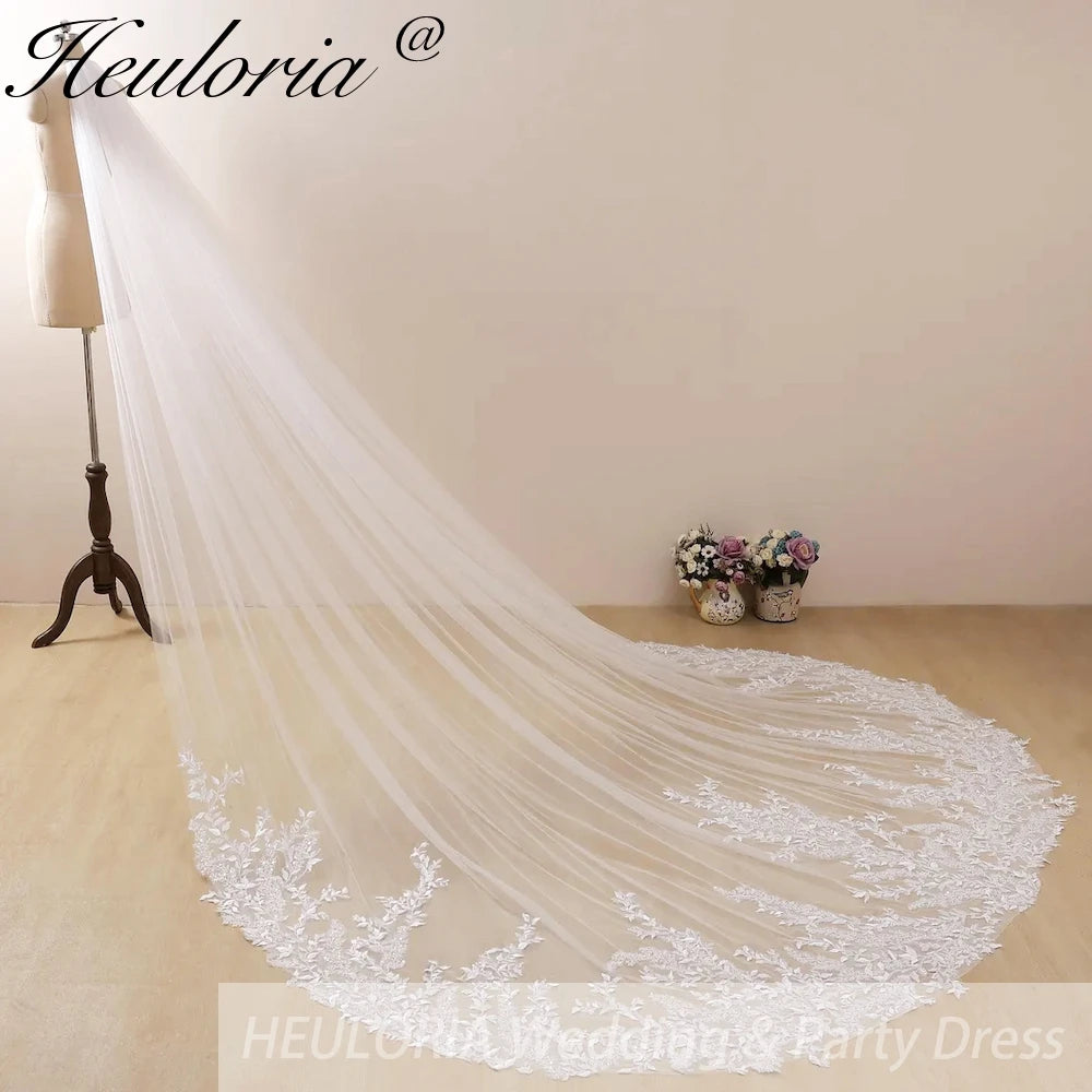 Cathedral Wedding Veil Lace bridal veil with Metal Comb Length 300cm width 300cm for Bride VL-25
