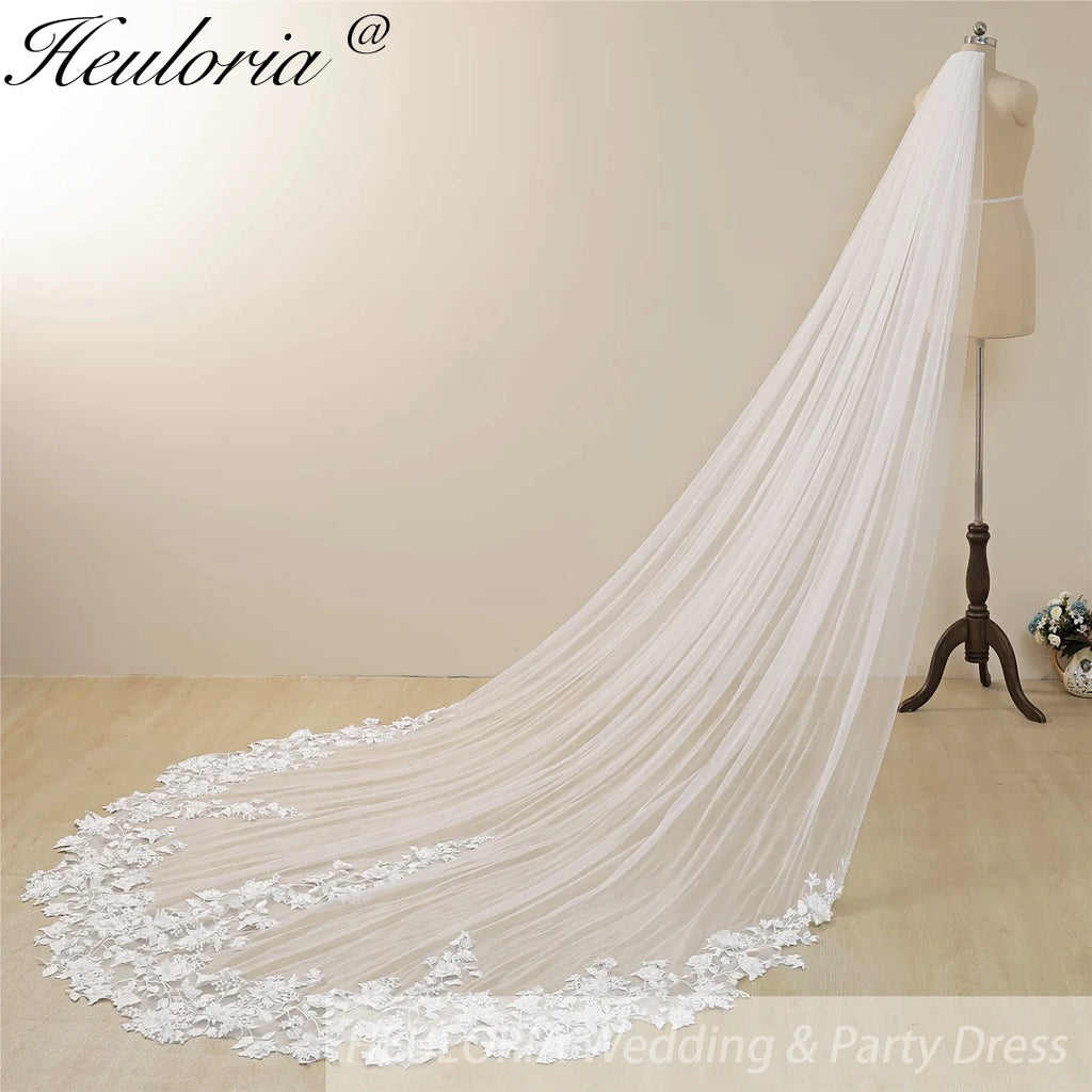 Cathedral Wedding Veil Lace bridal veil with Metal Comb Length 300cm width 300cm for Bride  VL-30