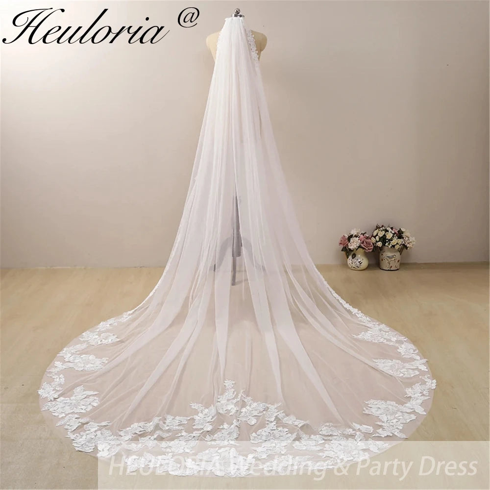 Cathedral Wedding Veil Lace bridal veil with Metal Comb Length 300cm width 300cm for Bride VL-36