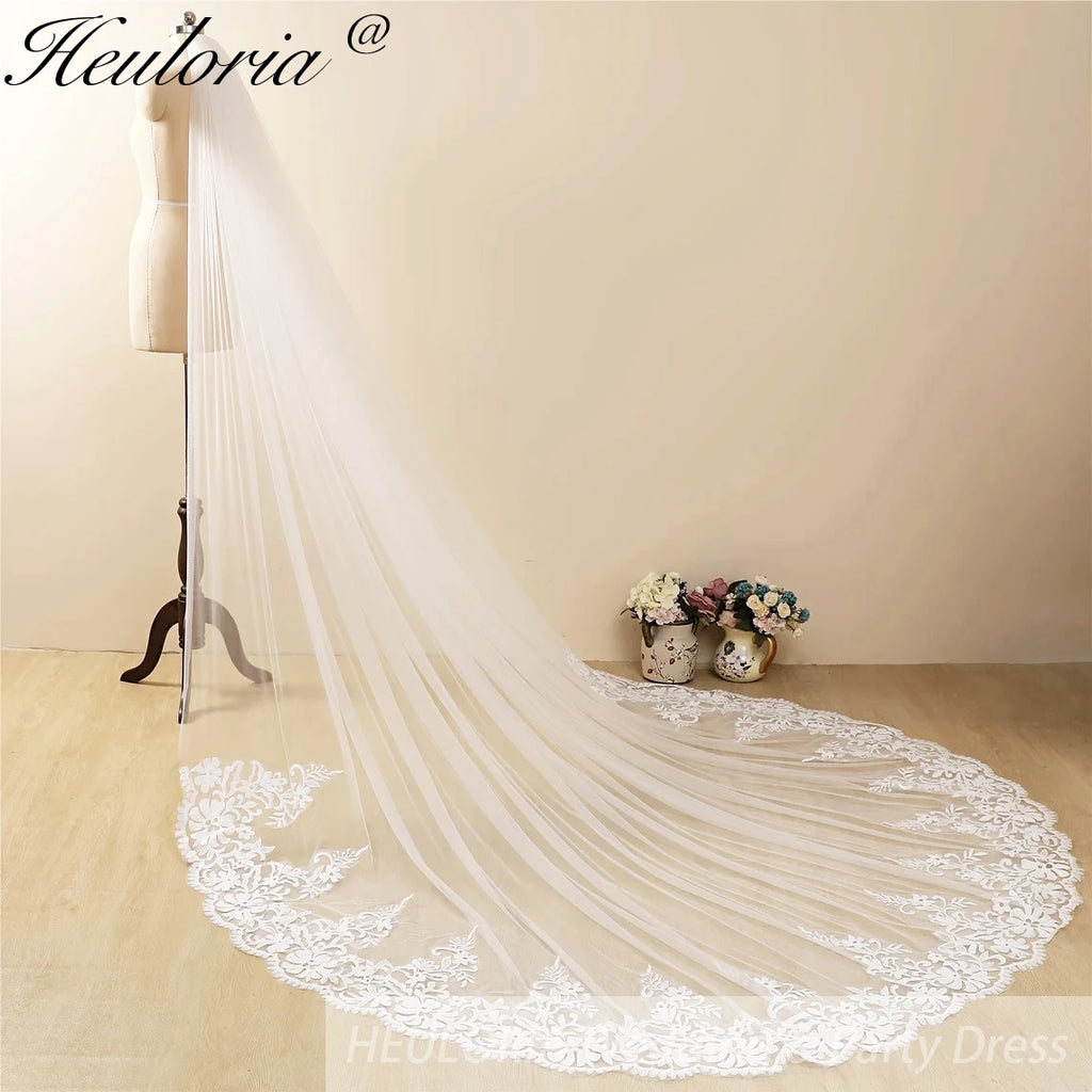 Cathedral length Wedding Veil Lace bridal veil with Metal Comb Length 300cm width 300cm for Bride VL-117