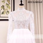 Boho Wedding Dress long sleeve high neck lace applique bride dress plus size robe de mariee A line Wedding Bridal Gown AL-HN0815