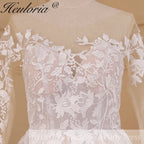 Illusion Sweetheart Floral Lace Long Sleeve A-Line Wedding Dress BA-834