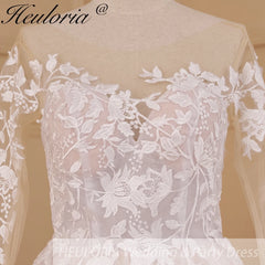 HEULORIA Sparkly Glitter princess Wedding Dress long sleeve plus size bridal dress robe de mariee