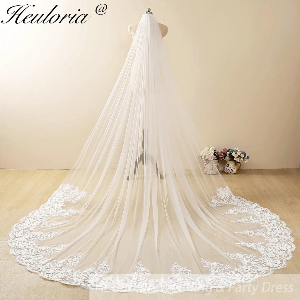 Cathedral length Wedding Veil Lace bridal veil with Metal Comb Length 300cm width 300cm for Bride VL-117