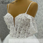 elegant A line wedding dress off shoulder lace beading bride dress Robe De Mariee Wedding Bride Dress long train AL-1024