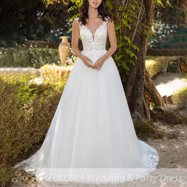 HEULORIA elegant wedding dress A line lace bride dress Robe De Mariee Wedding Bride Dress
