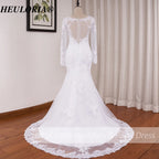 HEULORIA Mermaid Wedding Dresses long Sleeve sweetheart lace applique beading Bride Dress Robe de mariage customize ME-0324