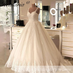 Princess Ball Gown Wedding Dress Spaghetti Straps lace beading bride dress vestido De Noiva Sweep Train Bride gown