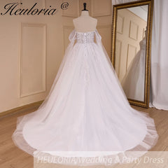 HEULORIA elegant A line wedding dress off shoulder Sparkly Glitter lace bridal dress with ribbon Robe De Mariee Wedding Bride Dress AL-819