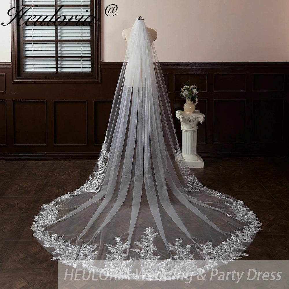 Vintage Lace Wedding Veils Floral Cathedral Veil,Floral Lace Cathedral Length Veil,Flowery Chapel Wedding Veil,Lace Chapel Length Veil  VL-46