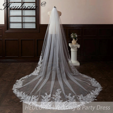 Cathedral Wedding Veil Lace bridal veil with Metal Comb Length 300cm width 300cm for Bride