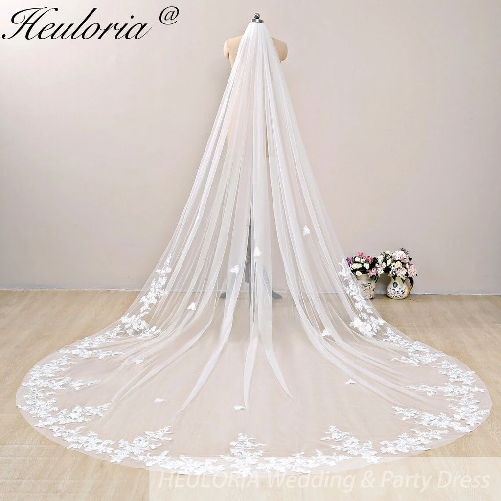 Cathedral Wedding Veil Lace bridal veil with Metal Comb Length 300cm width 300cm for Bride VL-101