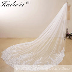 Cathedral Wedding Veil Lace bridal veil with Metal Comb Length 300cm width 300cm for Bride