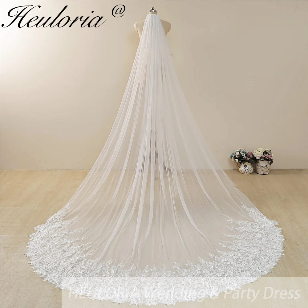Cathedral Wedding Veil Lace bridal veil with Metal Comb Length 300cm width 300cm for Bride Chapel Length Veil/ VL-35