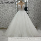 Charming Glitter Spaghetti Straps A line wedding dress lace beadinf bridal dress For Formal Party Vestidos De Novia Customized AL-1031