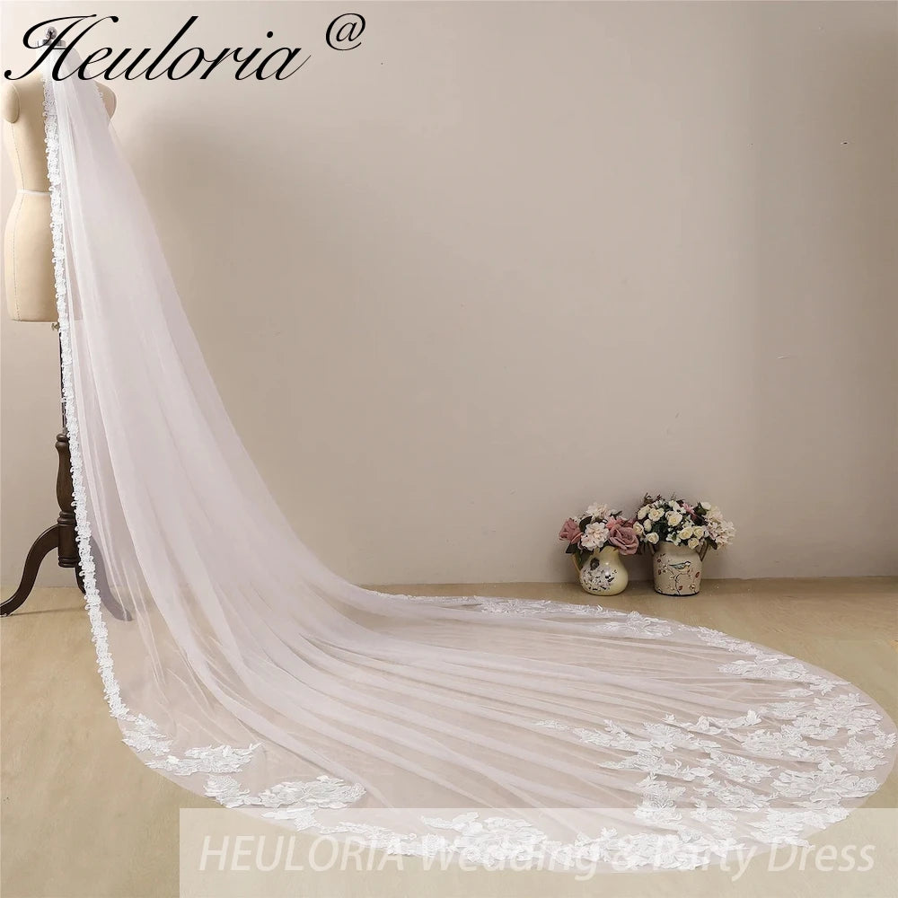 Cathedral Wedding Veil Lace bridal veil with Metal Comb Length 300cm width 300cm for Bride VL-36