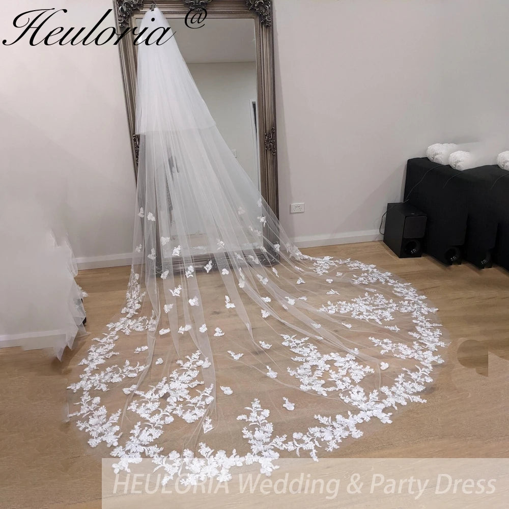Cathedral Wedding Veil Lace bridal veil with Metal Comb Length 300cm width 300cm for Bride VL-43