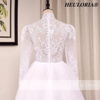 Boho Wedding Dress long sleeve high neck lace applique bride dress plus size robe de mariee A line Wedding Bridal Gown AL-HN0815