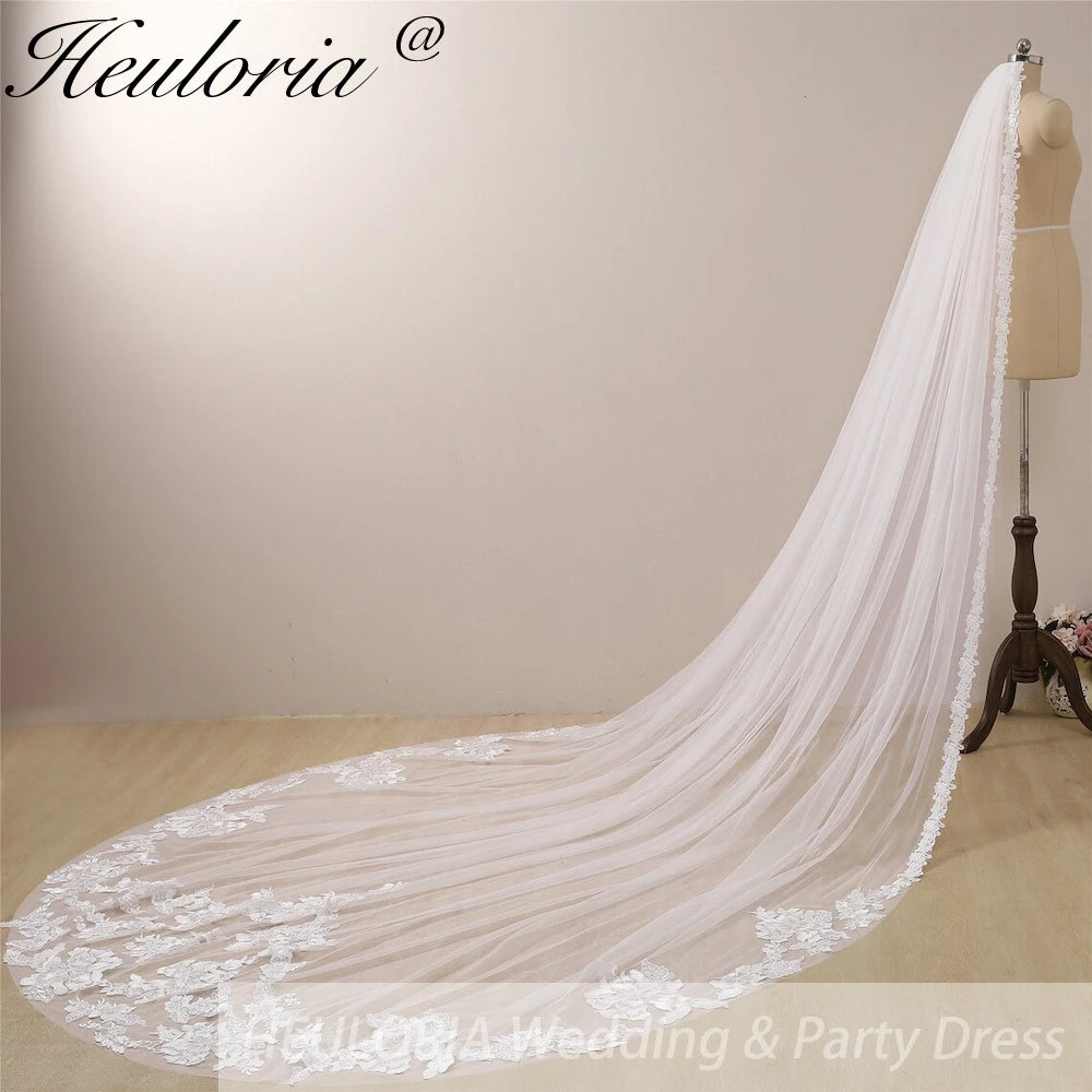 Cathedral Wedding Veil Lace bridal veil with Metal Comb Length 300cm width 300cm for Bride VL-36