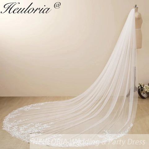 Cathedral Wedding Veil Lace bridal veil with Metal Comb Length 300cm width 300cm for Bride