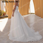 HEULORIA elegant A line wedding dress Sparkly Glitter tulle high split lace bridal dress AL-QK394