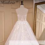 HEULORIA elegant A line wedding dress Sparkly Glitter tulle strapless lace bridal dress customize AL-808