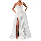 Customized Side Slit A-Line Evening Dress Prom Dress Royal Blue Spaghetti Straps Sweetheart Sexy Vestidos De Fiesta De Noche