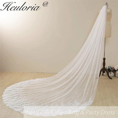 Cathedral Wedding Veil Lace bridal veil with Metal Comb Length 300cm width 300cm for Bride