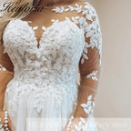 HEULORIA A line Wedding Dress long sleeve lace bride dress plus size robe de mariee  A line Wedding Bridal Gown AL-743