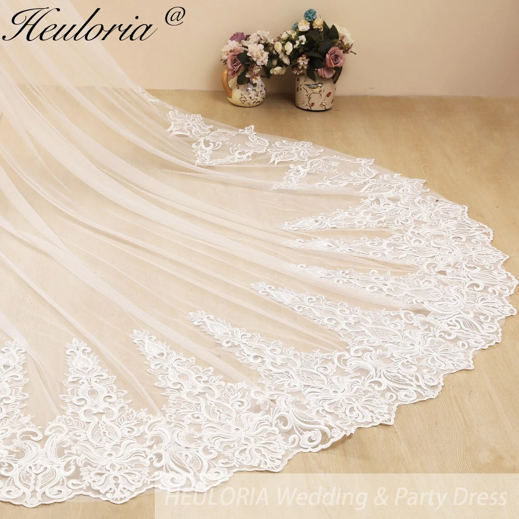 Cathedral Wedding Veil Lace bridal veil with Metal Comb Length 300cm width 300cm for Bride VL-119