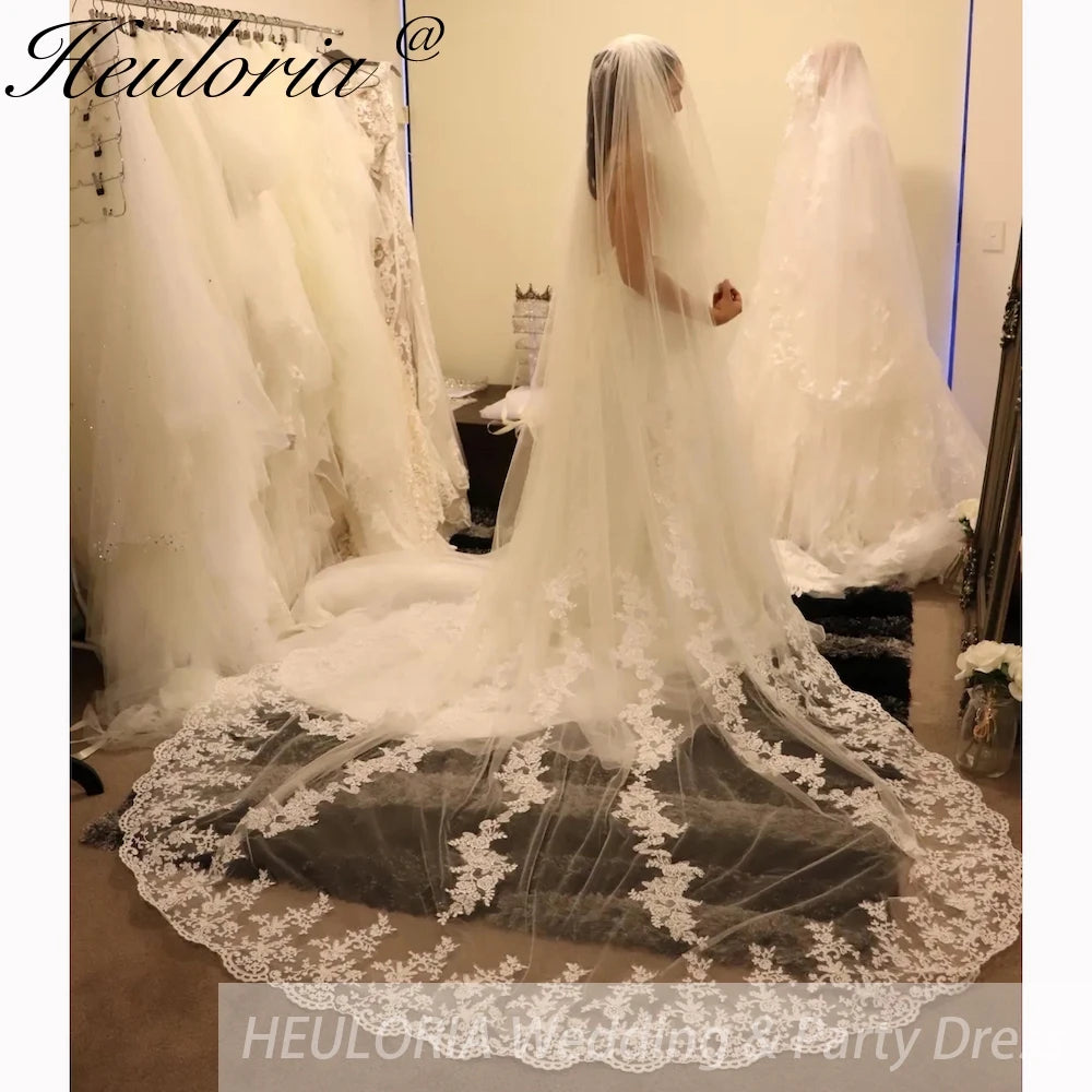 Cathedral Wedding Veil Lace bridal veil with Metal Comb Length 300cm width 300cm for Bride VL-44