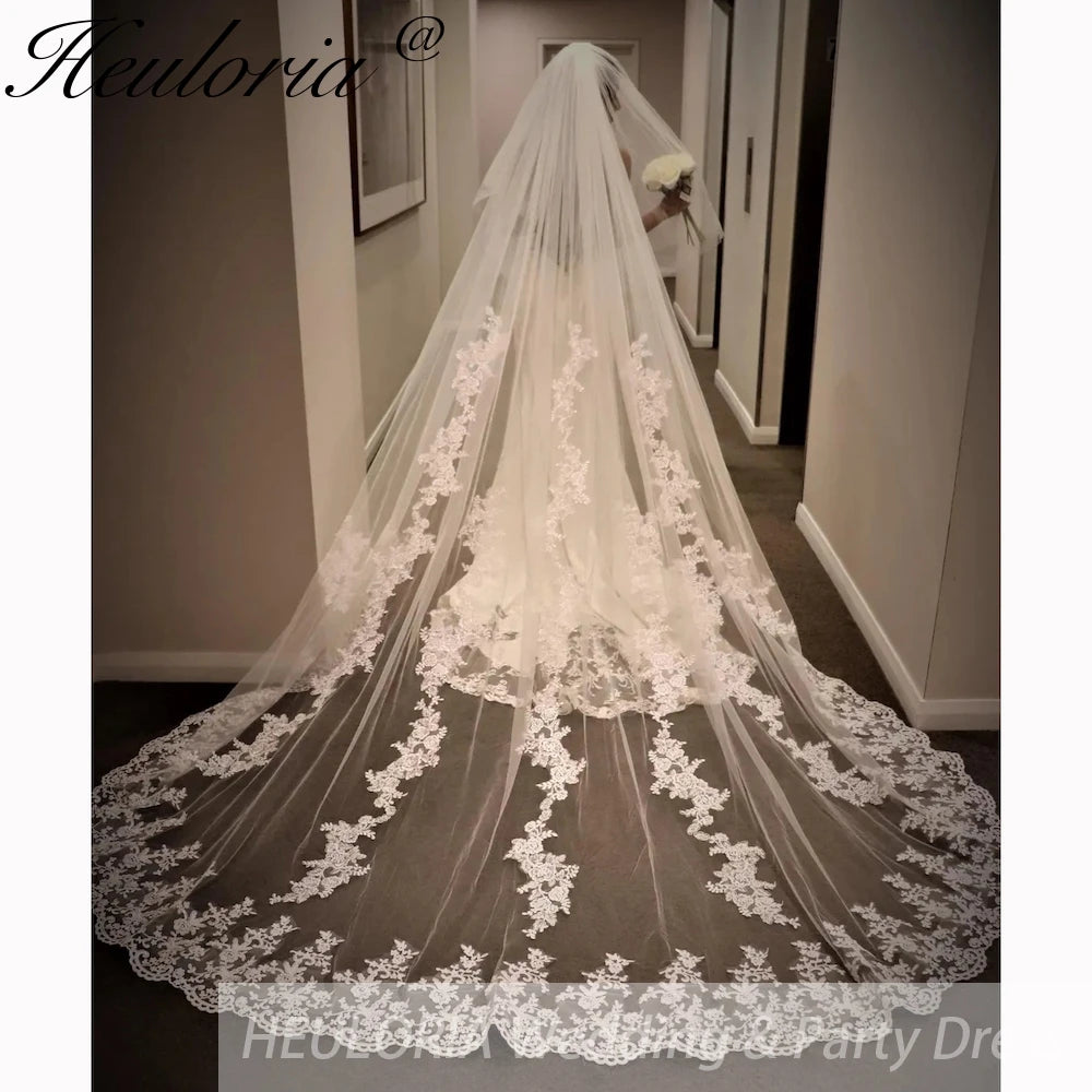 Cathedral Wedding Veil Lace bridal veil with Metal Comb Length 300cm width 300cm for Bride VL-44