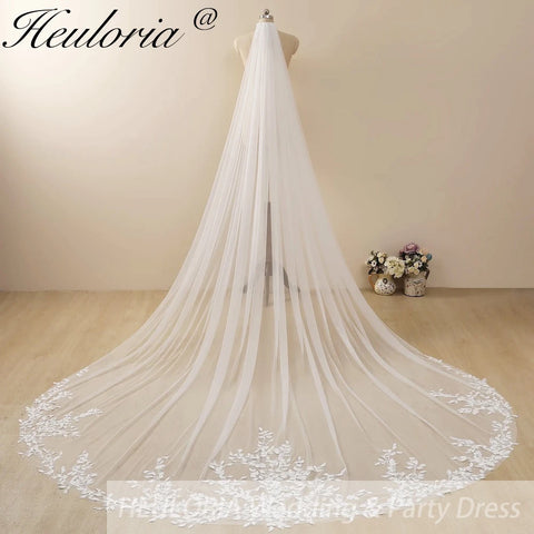 Cathedral Wedding Veil Lace bridal veil with Metal Comb Length 300cm width 300cm for Bride